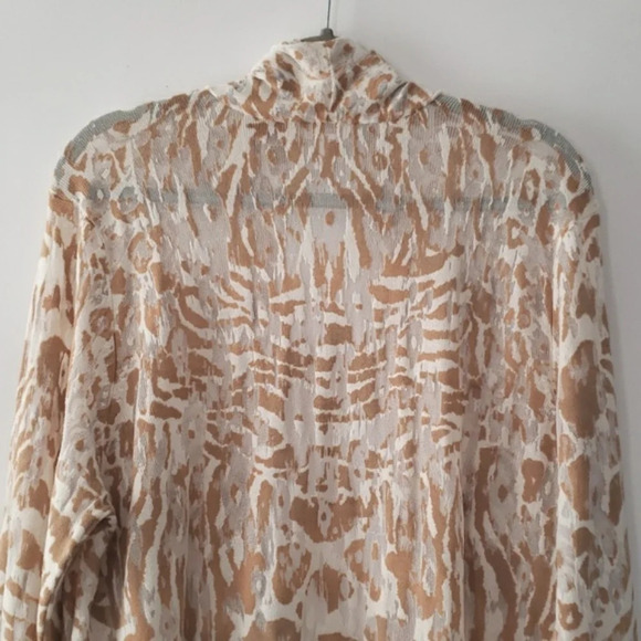CHICO'S Cardigan Sweater Womens 3 Lightweight Animal Print Open Front Lagenlook - Picture 6 of 13